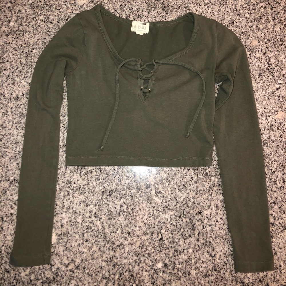 LA Hearts long sleeve crop top